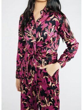 Chloe Kristyn Women’s Bettina Floral Print Button Front Blouse Size Medium NWT